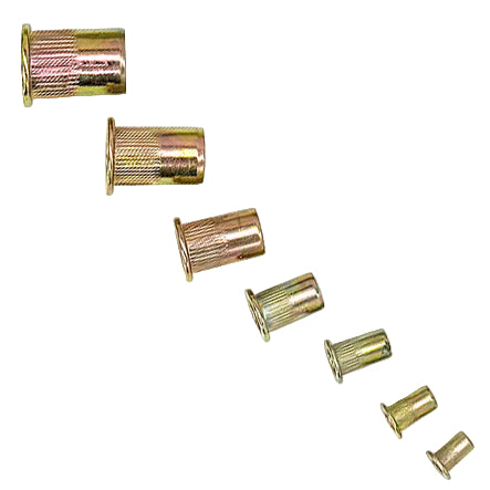 Plated Steel Flat Head Rivnut Pack 158 Piece