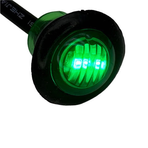 GREEN Micro 28mm Round Push in LED Lamps PAIR