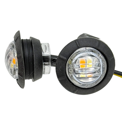 27mm Diameter Amber and White Light LED Side Repeaters PAIR