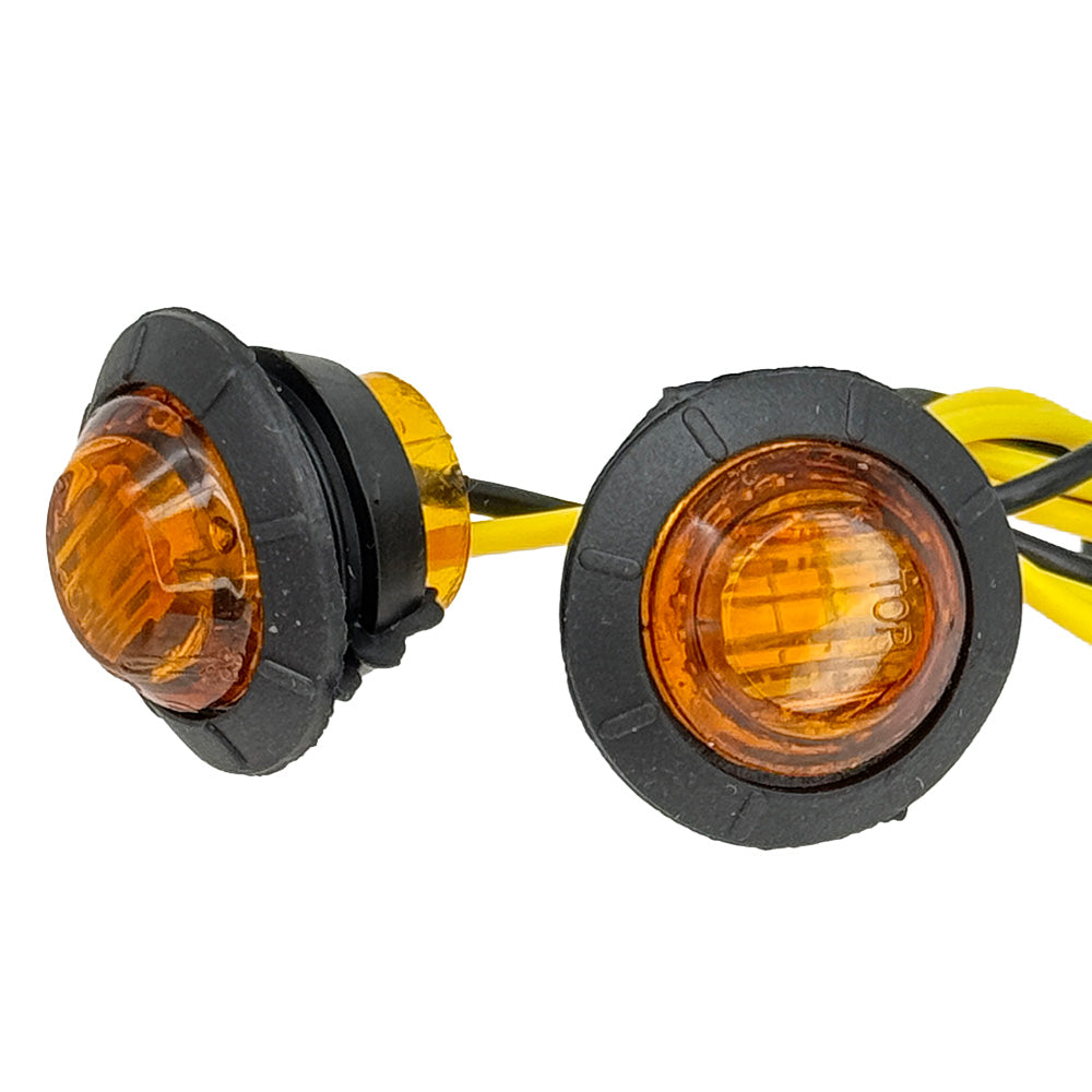 27mm Diameter Round Push in Amber LED Side Repeaters PAIR
