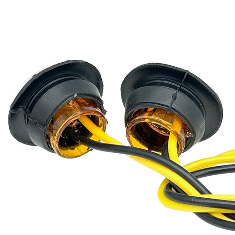 27mm Diameter Round Push in Amber LED Side Repeaters PAIR