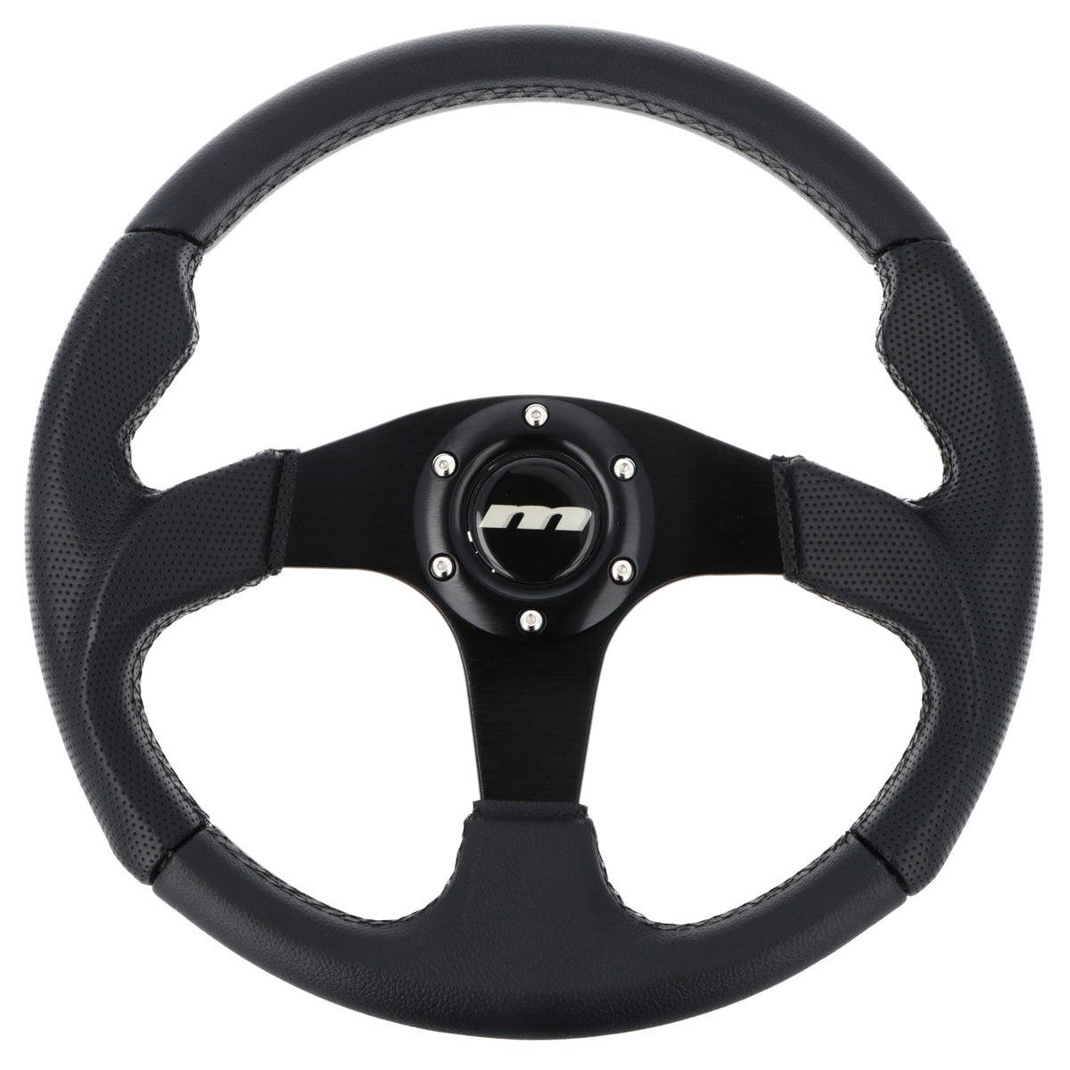 345mm Vinyl Steering Wheel Black Anodised Aluminium
