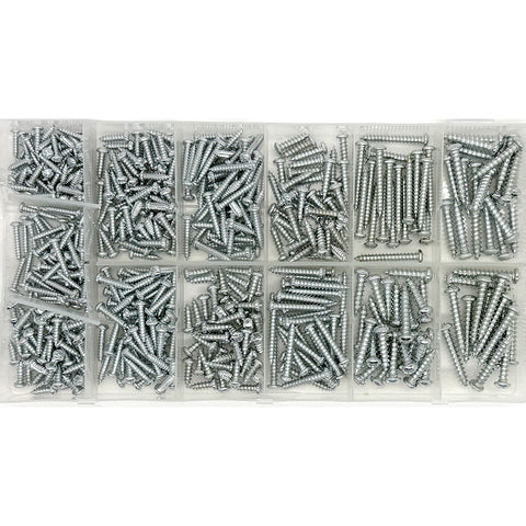 550 Piece Plated Steel Self Tapping Screw Pack