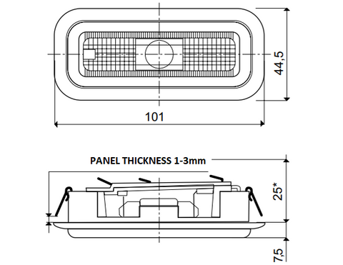 Black Interior Light 100mm