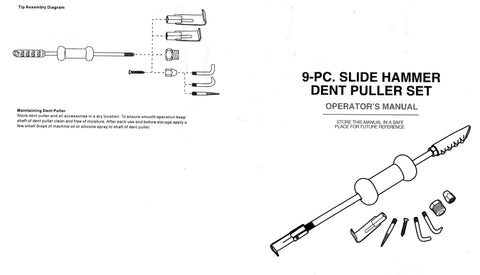 9 Piece 5 lb Slide Hammer / Dent Puller Kit