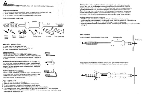 9 Piece 5 lb Slide Hammer / Dent Puller Kit
