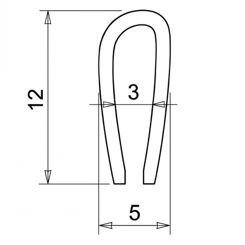 Brushed Stainless Effect Plastic 'U' Edge Trim 12mm x 5mm Per Metre - Car Builder Solutions