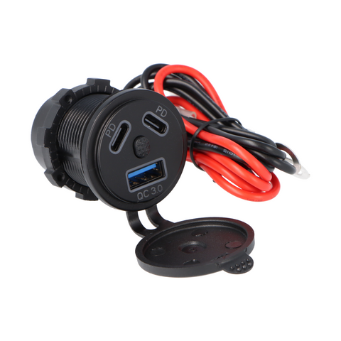 Multi USB-Illuminated Power Outlet Socket 2 x USB-C and 1 x USB-A