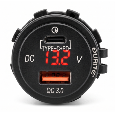 USB-C PD (Power Delivery) and USB -A Fast Charging Twin Socket with Volt meter