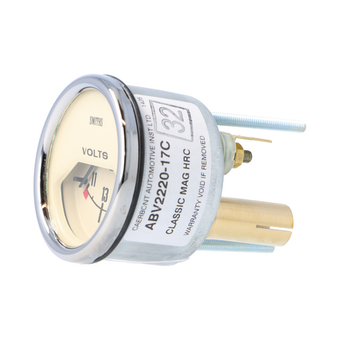 Smiths Voltmeter 52mm - 1/2 Round Chrome Bezel - Magnolia Face