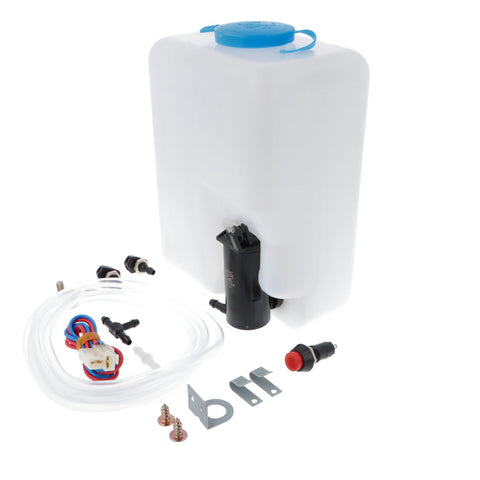 4-Piece 12V Car Windshield Washer Tank Pump & Bottle Kit – Universal Fit, Easy Install (White, Plastic/Metal)