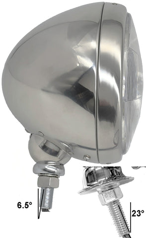 Complete Headlamp Polished Stainless Steel 7"