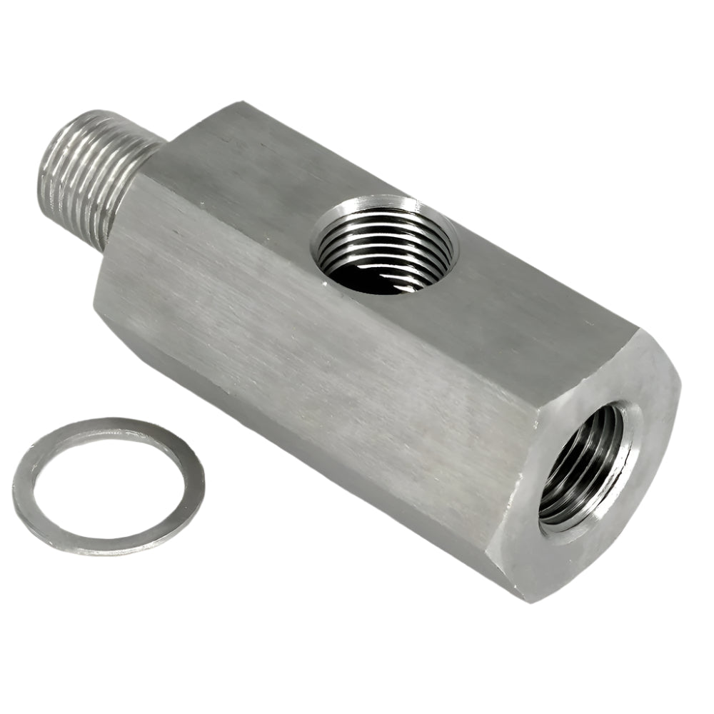 Stainless Steel Oil Pressure T Piece All 1/8" NPT Male-Female-Side - Car Builder Solutions