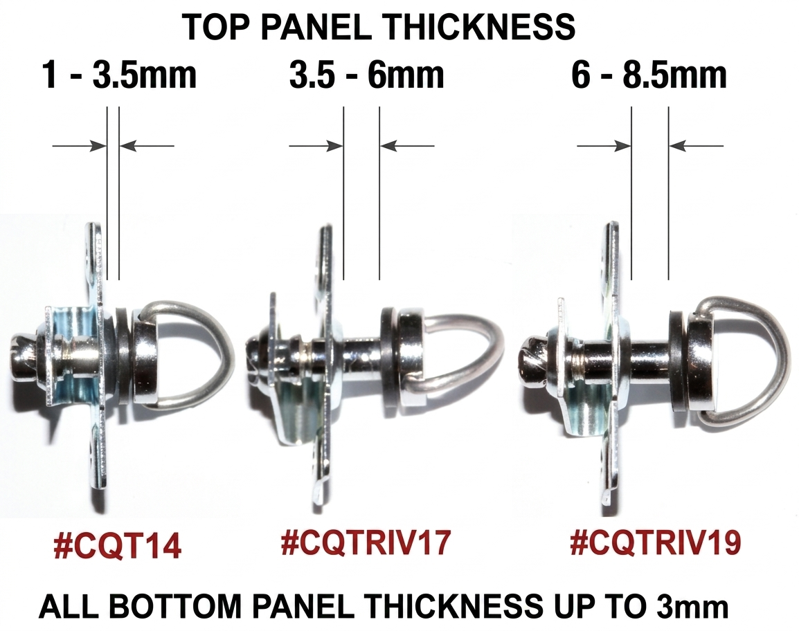 Chrome Quarter Turn Fastener With Rivets For 7mm Top Panels - Car Builder Solutions