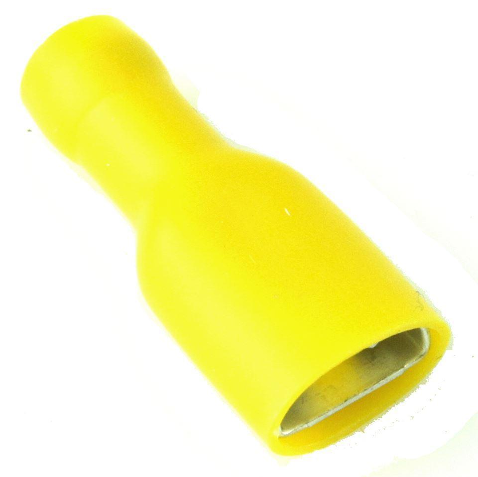 Yellow Pre Insulated Crimp Female 3/8" Spade Terminals 50pcs - Car Builder Solutions
