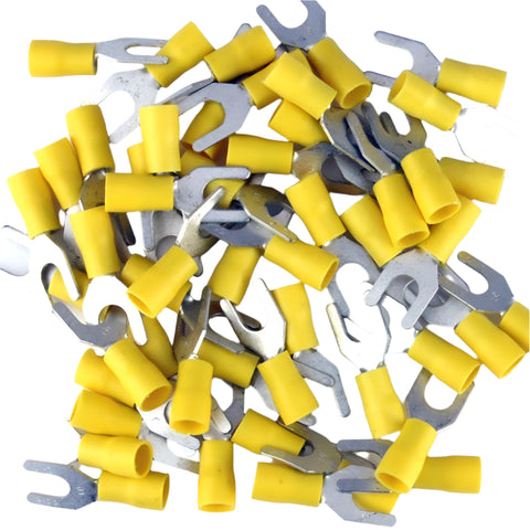 Yellow Pre Insulated Crimp Fork Terminals 50pcs - Car Builder Solutions