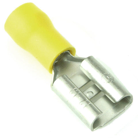 Yellow Pre Half Insulated Crimp Female 3/8" Spade Terminals 50pcs - Car Builder Solutions