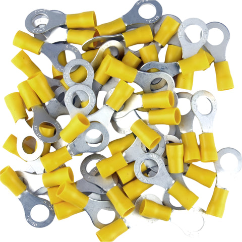Yellow Pre Insulated Crimp Ring Terminals 8mm 50pcs - Car Builder Solutions
