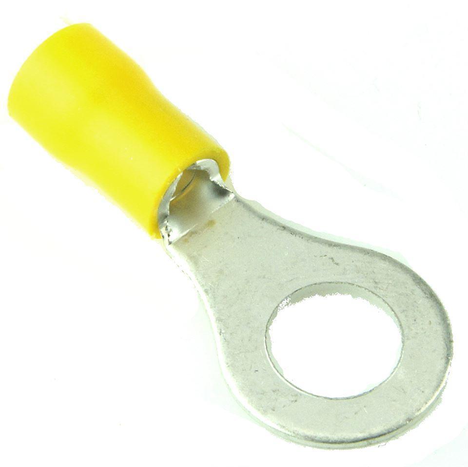 Yellow Pre Insulated Crimp Ring Terminals 8mm 50pcs - Car Builder Solutions