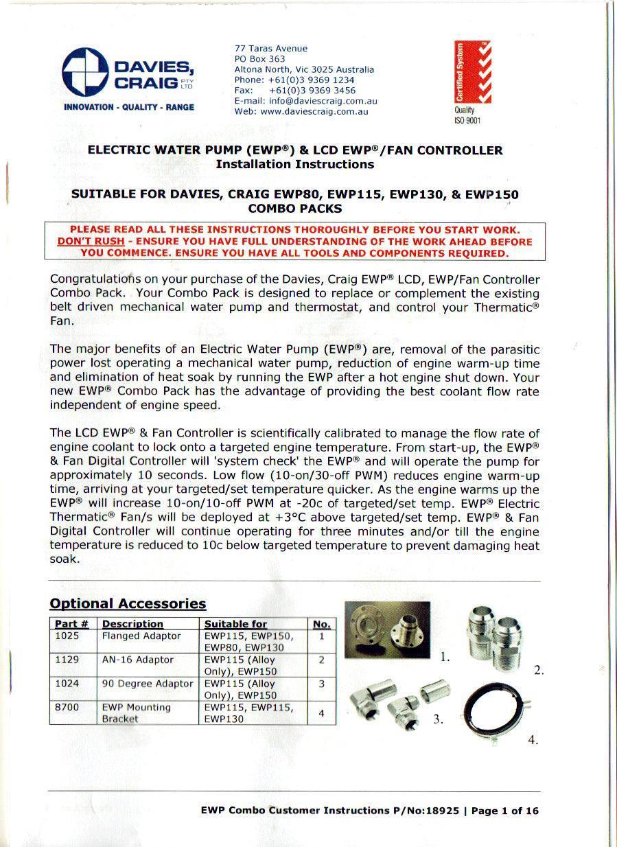 Electric Water Pump 115 L/Min and Digital Controller Kit - Car Builder Solutions
