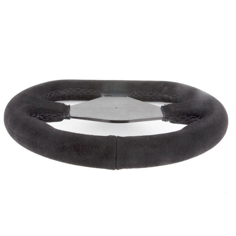 Undrilled 250mm Flat Bottomed Alcantara Steering Wheel Black Spokes - Car Builder Solutions