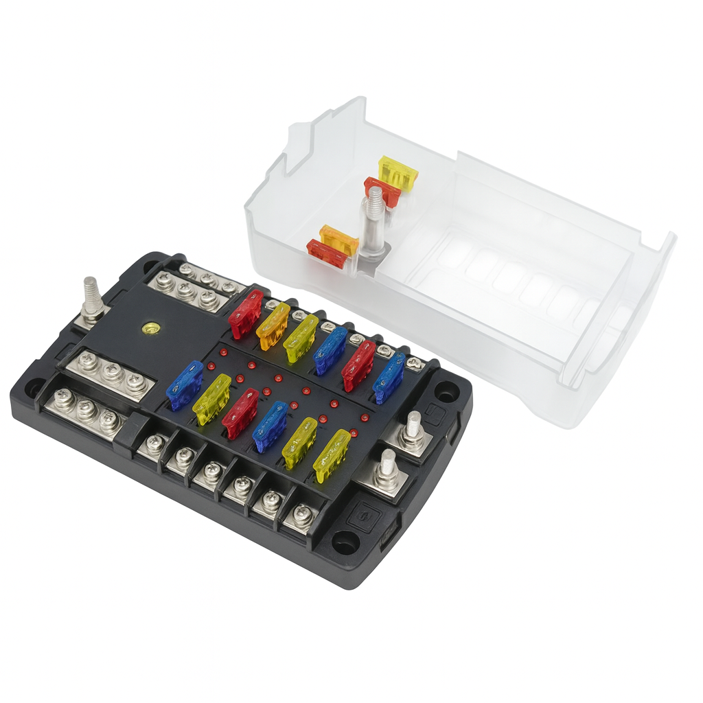 LED Indicating 12 Way Blade Fuse Box - Car Builder Solutions