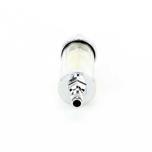 Silver Chrome Inline Fuel Filter – Fits 3/8