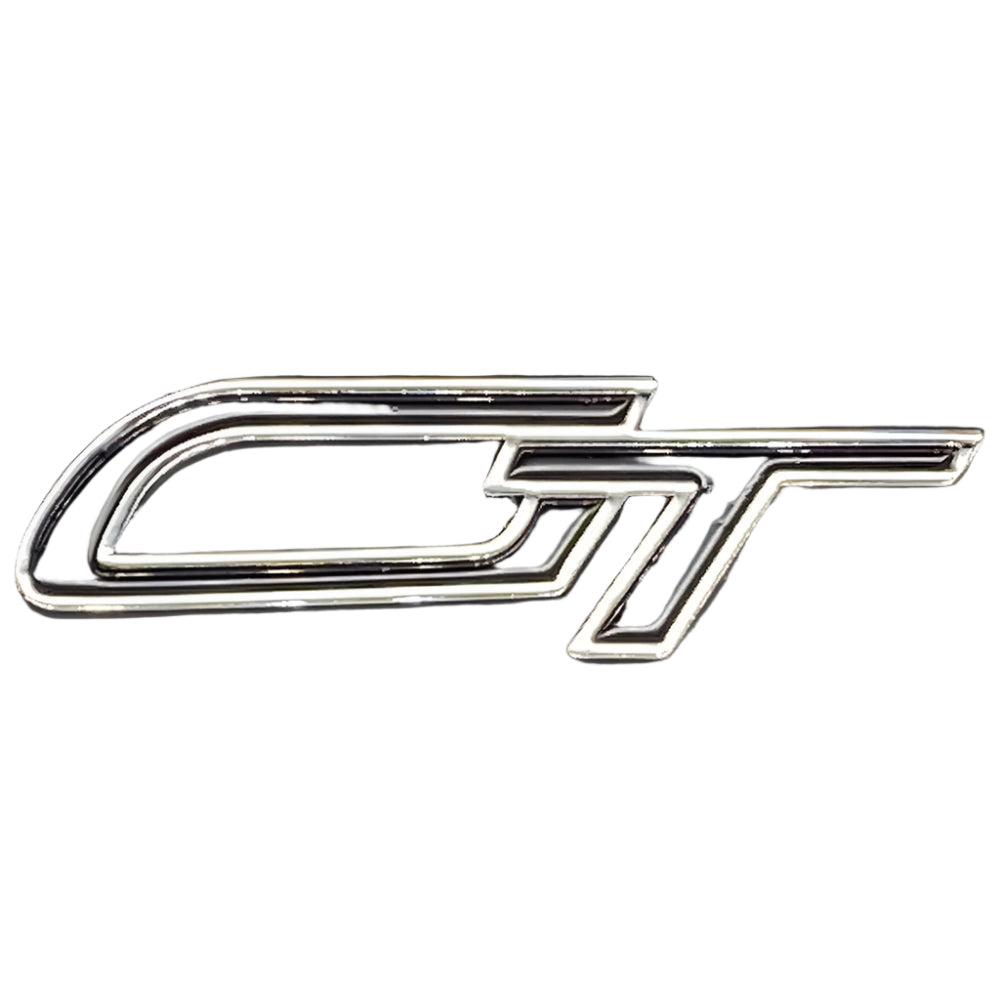 Gt Script Sticker Chrome and Black Enamel Self Adhesive Script GT Badge – Car Builder ...