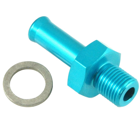 M10x1 Blue Anodised Aluminium Straight 8mm Hosetail - Car Builder Solutions
