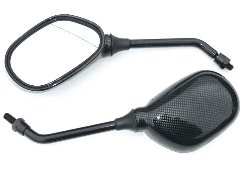 Small Carbon Effect Mirror Long Stalk 260mm - Car Builder Solutions