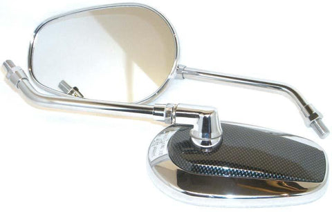 Flat Chrome Stalk Mirror With Carbon Panel 270mm - Car Builder Solutions