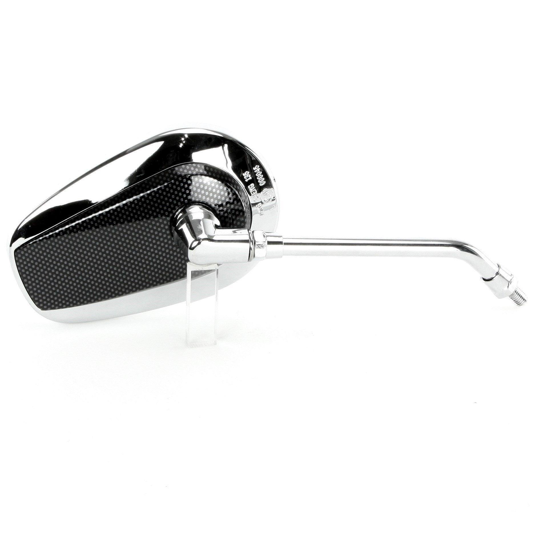 Flat Chrome Stalk Mirror With Carbon Panel 270mm - Car Builder Solutions