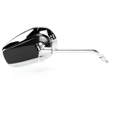 Flat Chrome Stalk Mirror With Carbon Panel 270mm - Car Builder Solutions