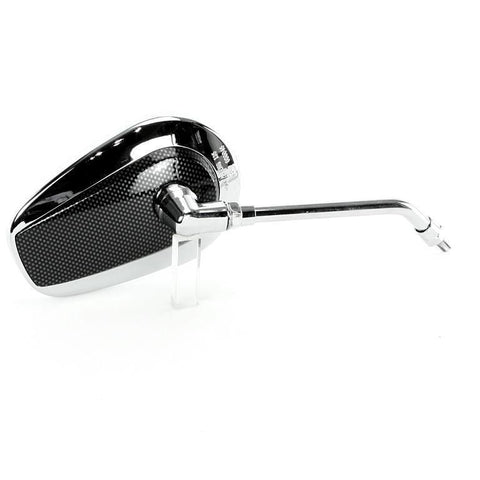 Flat Chrome Stalk Mirror With Carbon Panel 270mm - Car Builder Solutions