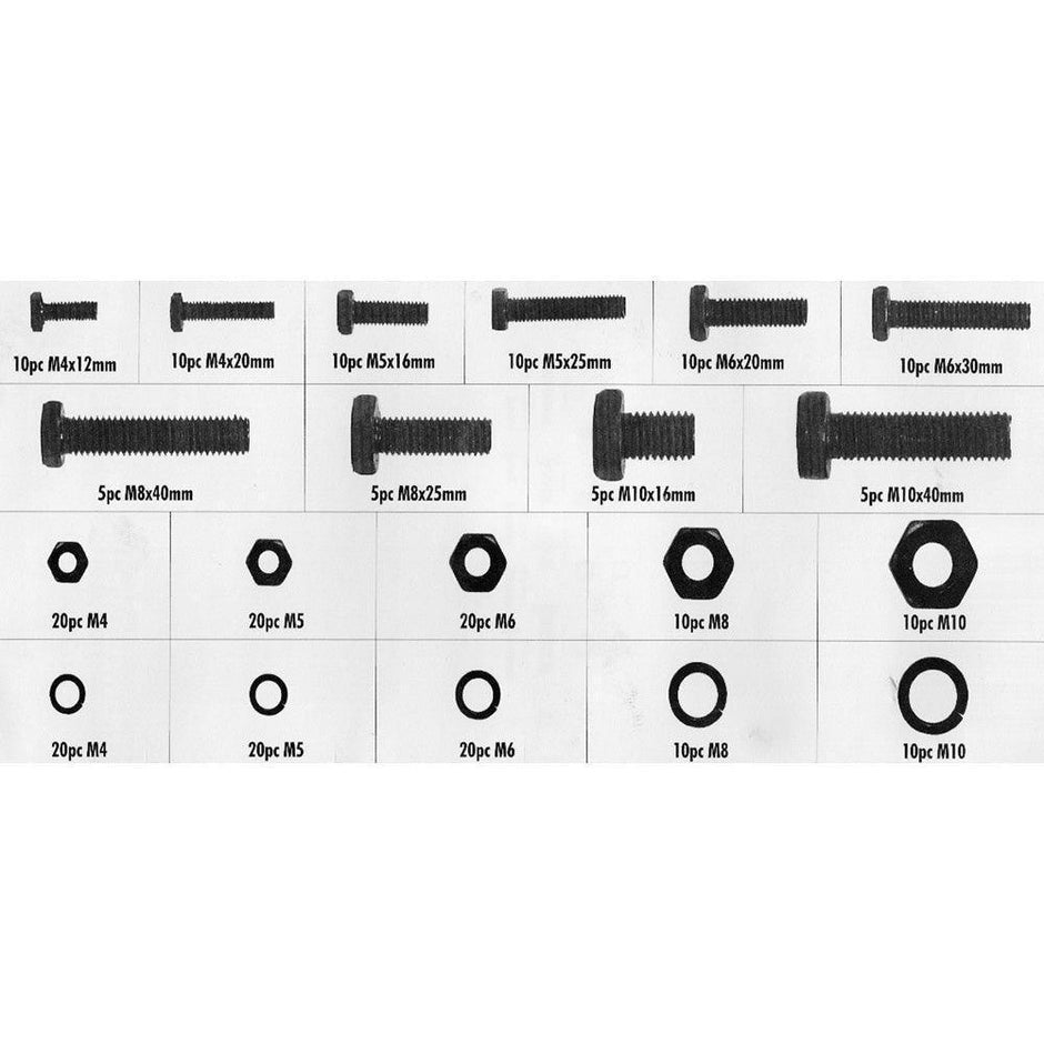 Black Nut & Bolt Selection Pack Of 240 - Car Builder Solutions