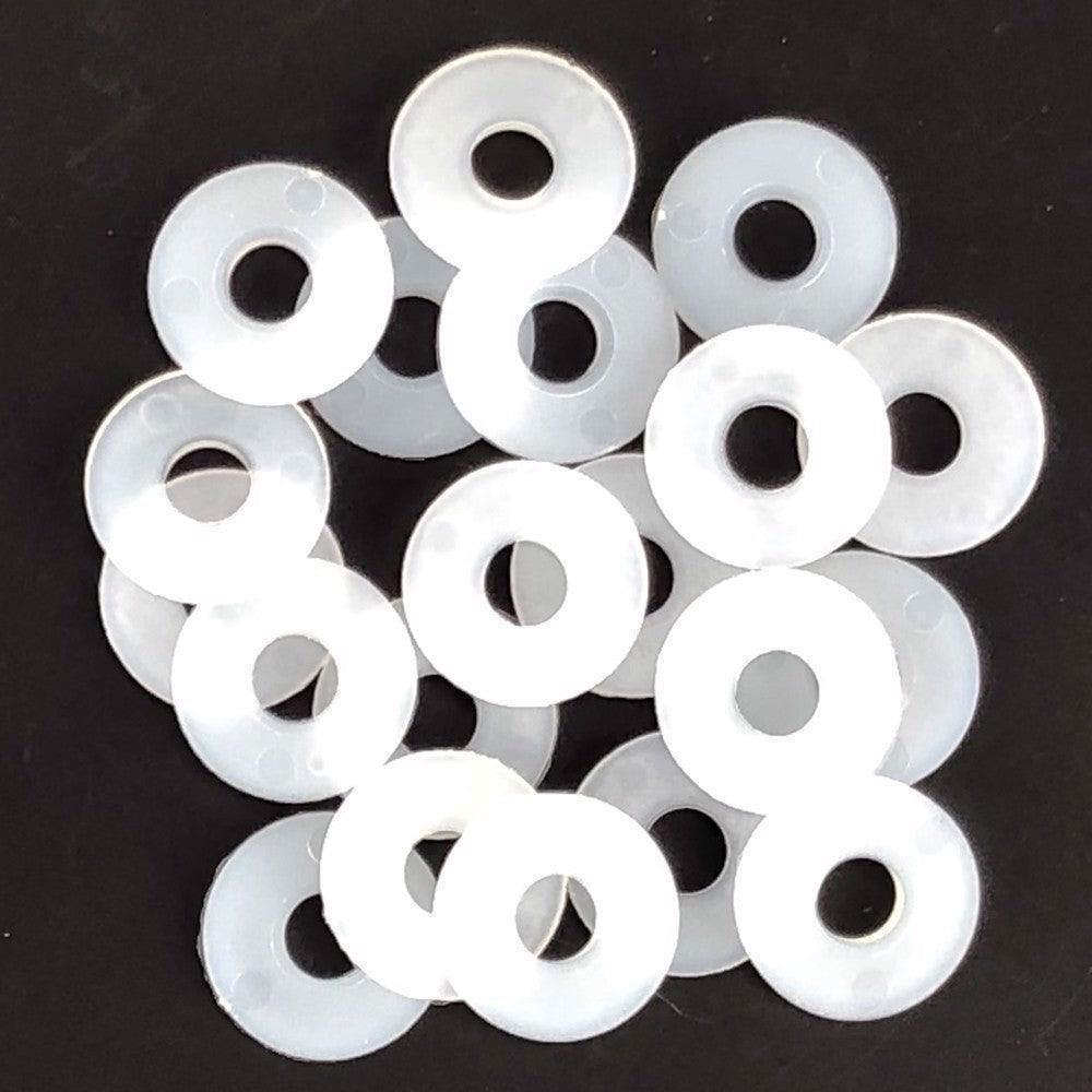 18mm Dia. White Nylon Washers With 6.4mm Hole - Car Builder Solutions