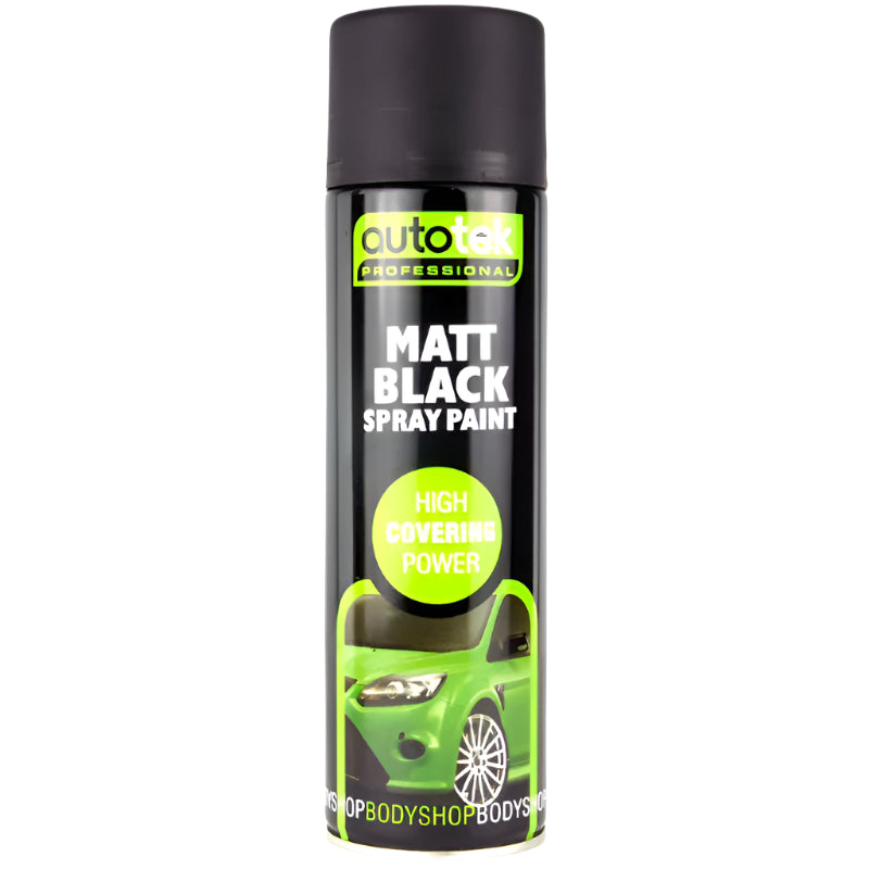 AutoTek Professional High Cover Gloss Black Spray Paint 500ml