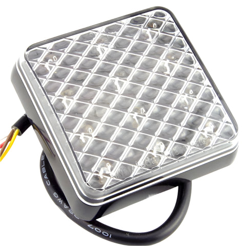 Square LED Stop Tail And Indicator Clear lens 80mm - Car Builder Solutions