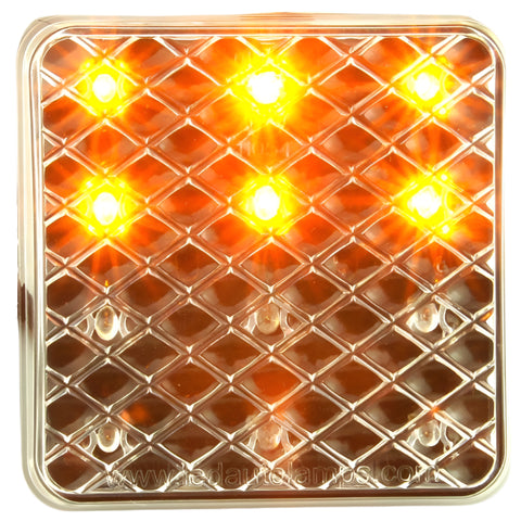 Square LED Stop Tail And Indicator Clear lens 80mm - Car Builder Solutions