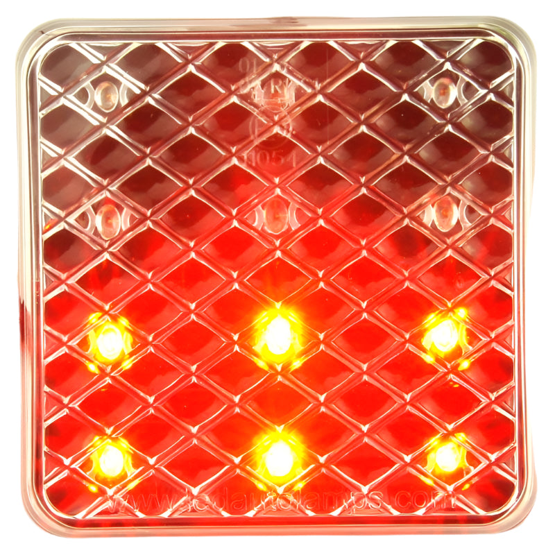 Square LED Stop Tail And Indicator Clear lens 80mm - Car Builder Solutions