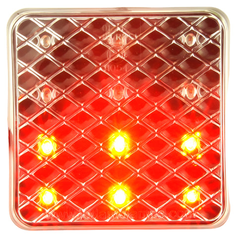 Square LED Stop Tail And Indicator Clear lens 80mm - Car Builder Solutions