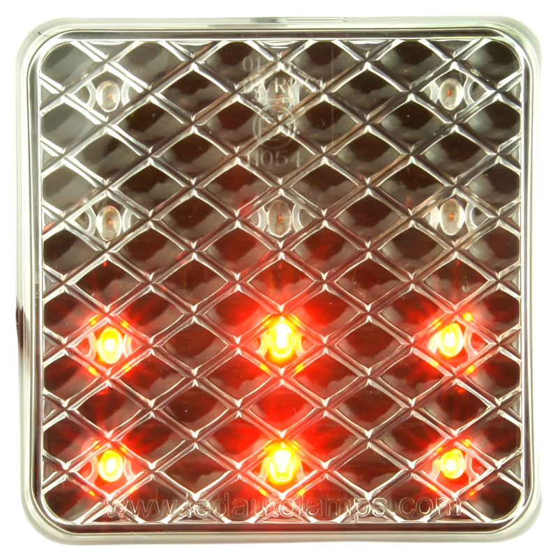 Square LED Stop Tail And Indicator Clear lens 80mm - Car Builder Solutions