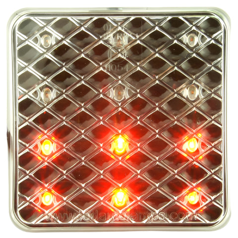 Square LED Stop Tail And Indicator Clear lens 80mm - Car Builder Solutions