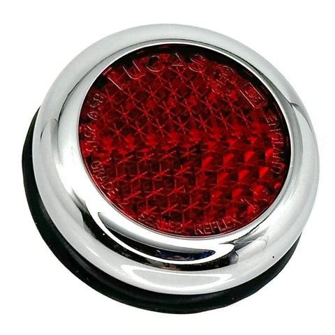 Round Red REFLECTORS x 2 - RER25 to replace Lucas for Standard 10 Ten Round Red REFLECTORS x 2 - RER25 to replace Lucas for Standard 10 Ten