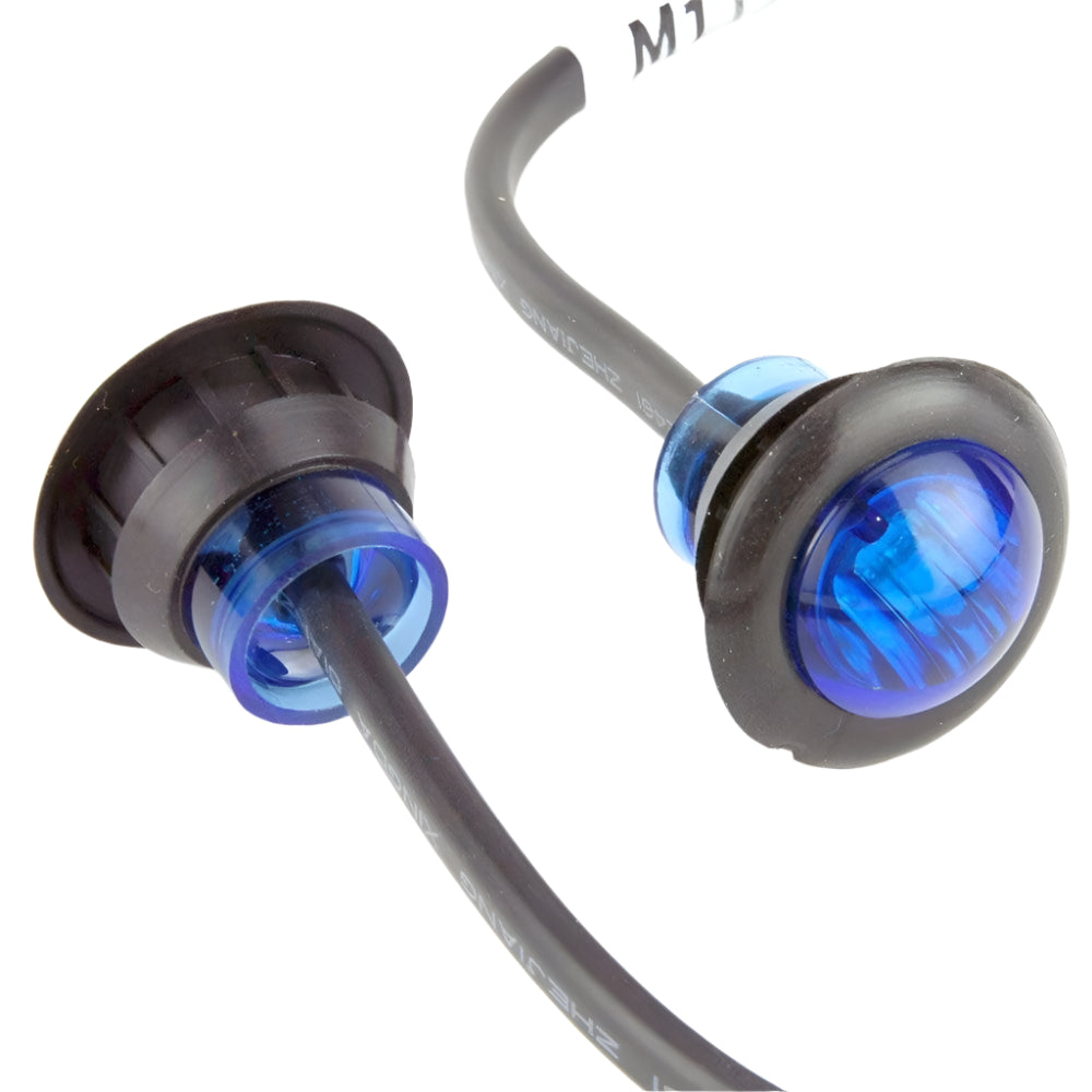 BLUE Micro 28mm Round Push in LED Lamps PAIR - Car Builder Solutions