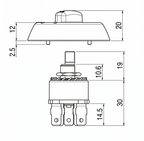 Plastic Knob and Bezel 3 Speed Rotary Heater Fan Switch - Car Builder Solutions
