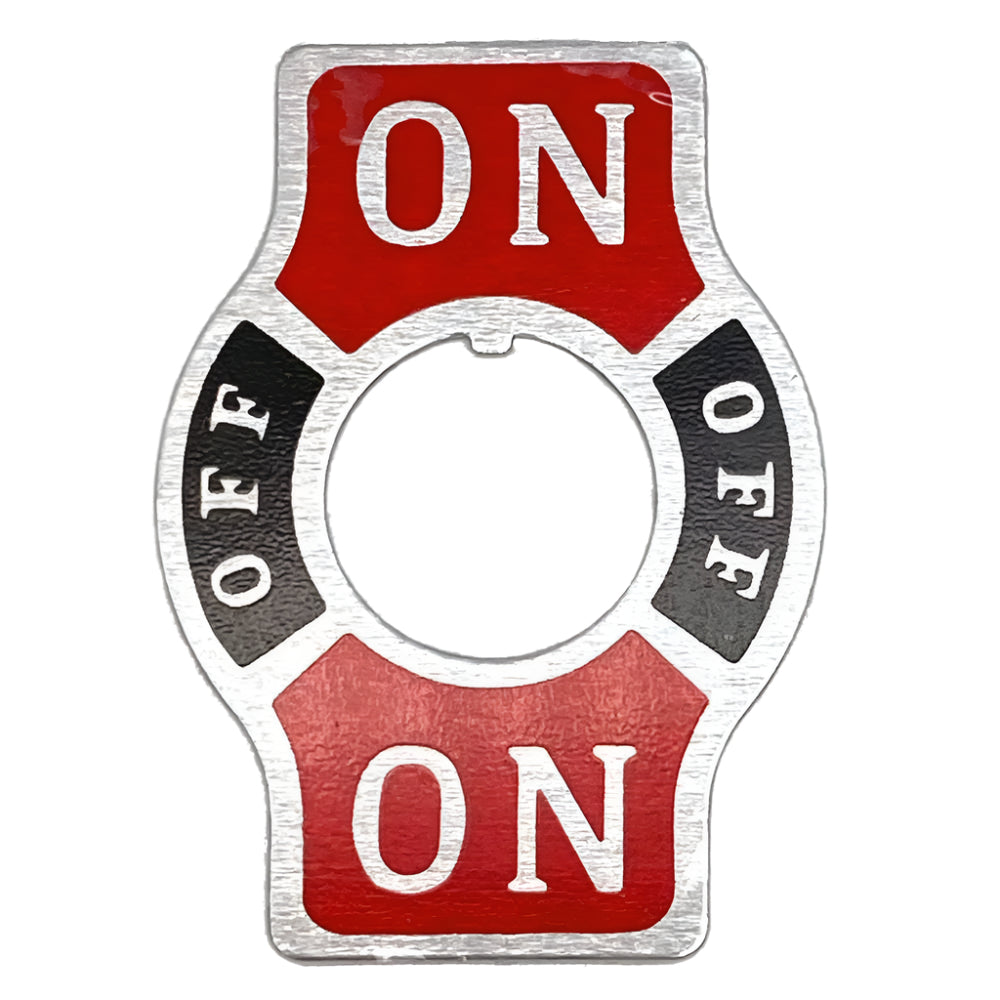 Printed Aluminium ON / OFF / ON Toggle Switch I.D. Plate - Car Builder Solutions