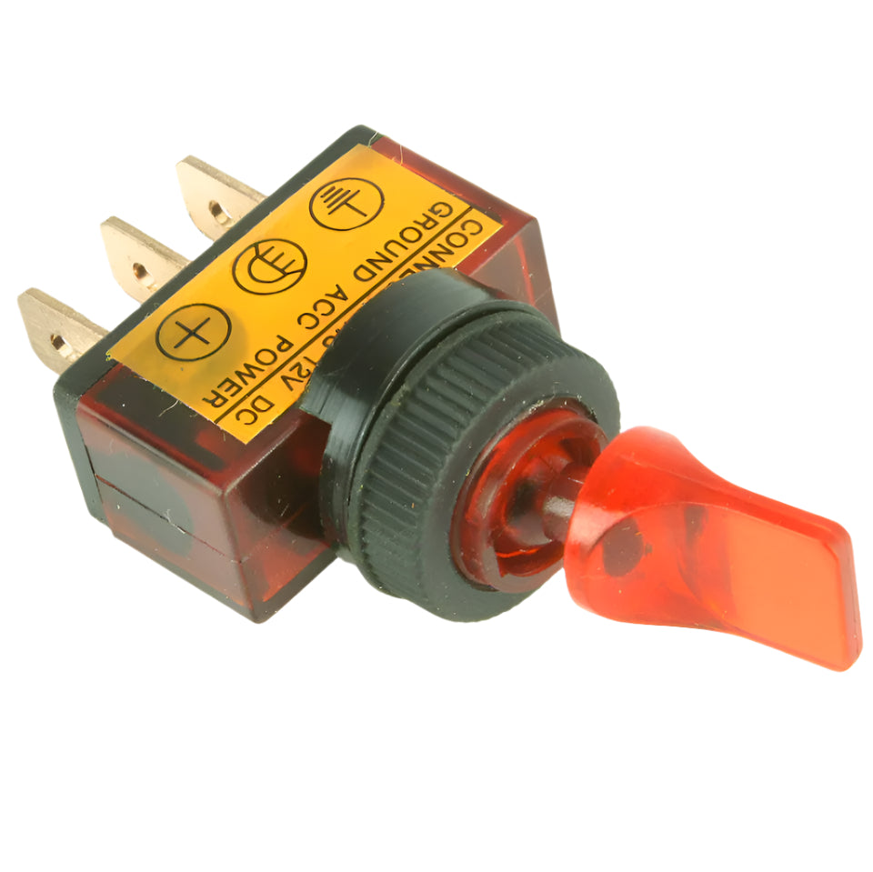 Illuminated Red Paddle Toggle Switch On/Off - Car Builder Solutions
