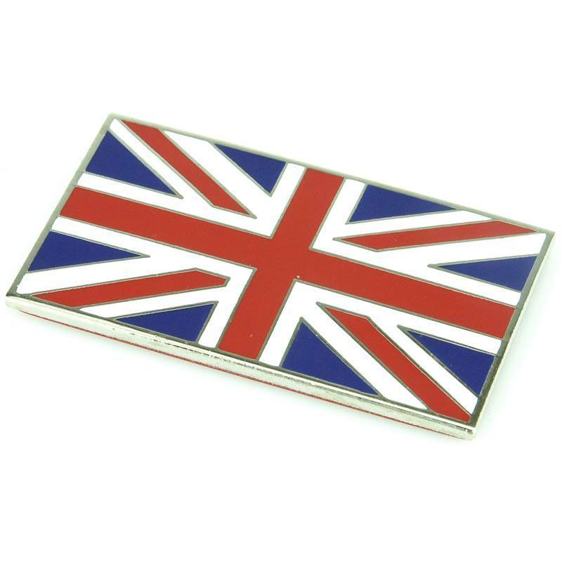 Chrome Enamel Red White and Blue Union Jack Emblem - Car Builder Solutions
