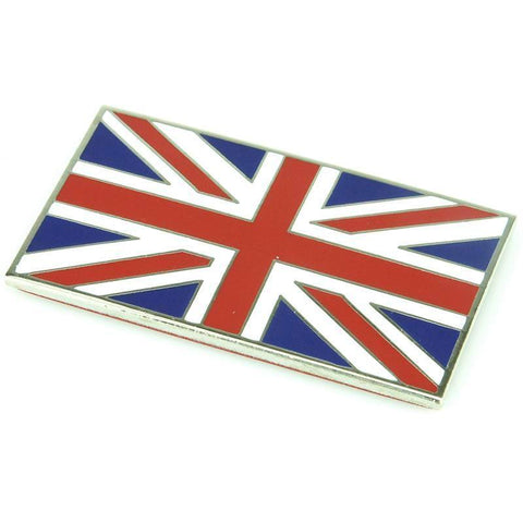 Chrome Enamel Red White and Blue Union Jack Emblem - Car Builder Solutions